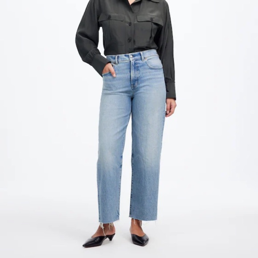 Madewell The Perfect Vintage Wide-Leg Crop Jean Women’s Size 20W Blue Raw Hem
